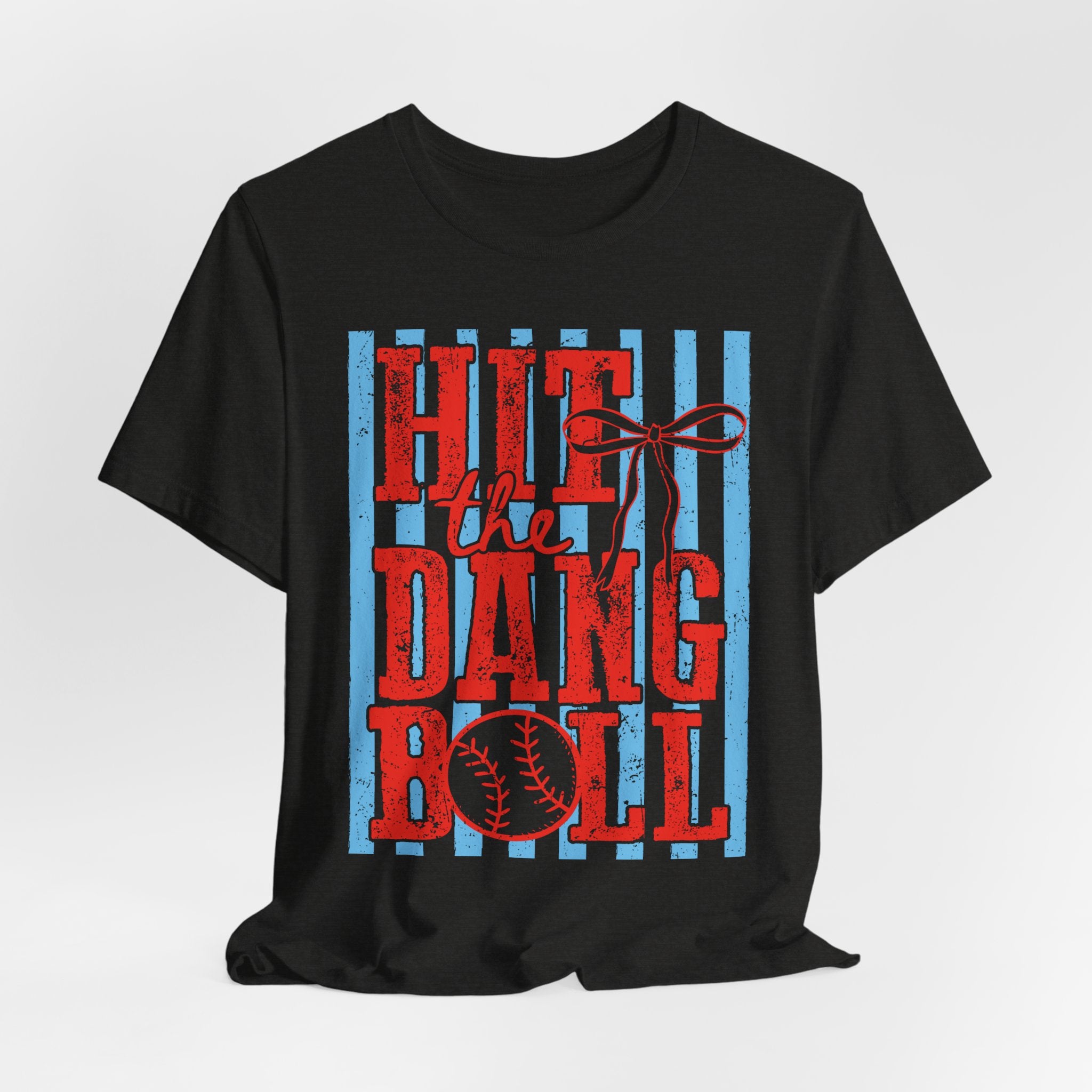 Hit the Dang Ball Baseball T-Shirt — Retro Striped Softball Tee - Bella Canvas