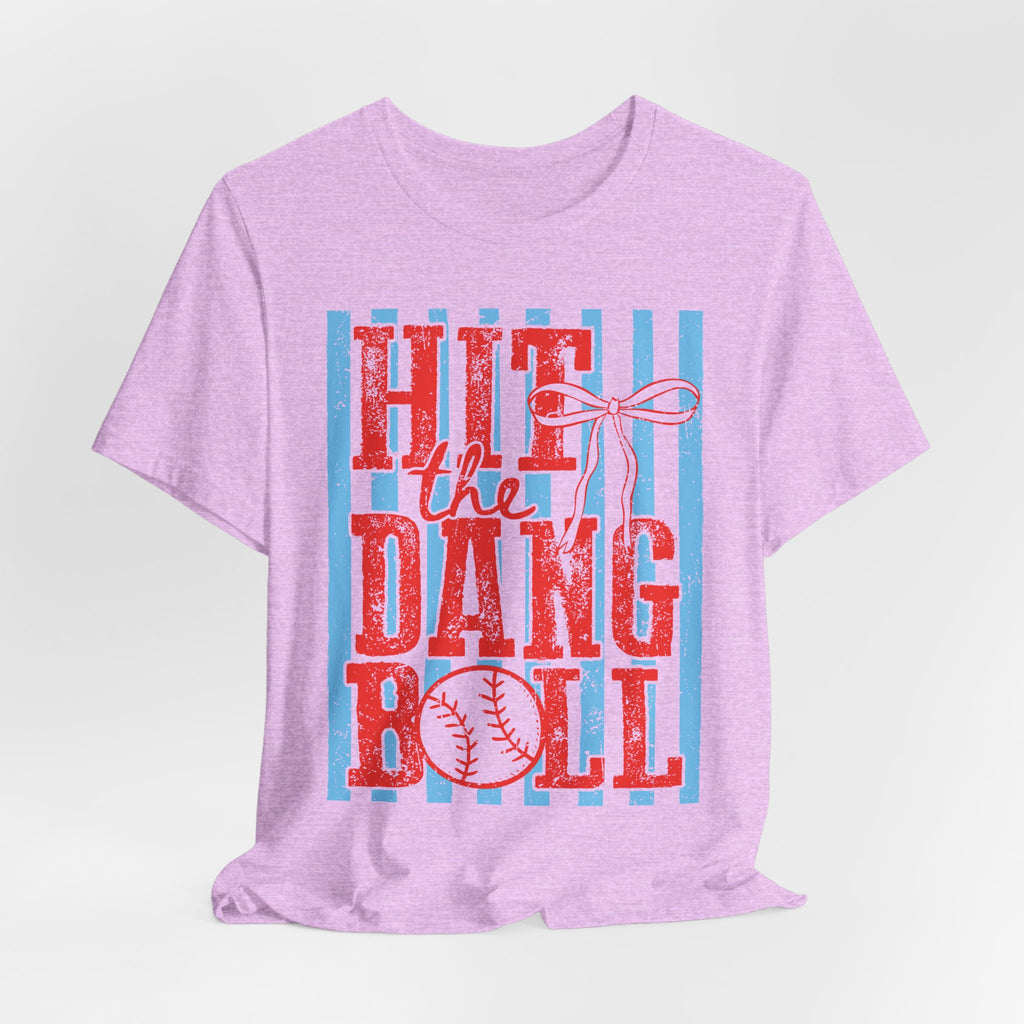 Hit the Dang Ball Baseball T-Shirt — Retro Striped Softball Tee - Bella Canvas