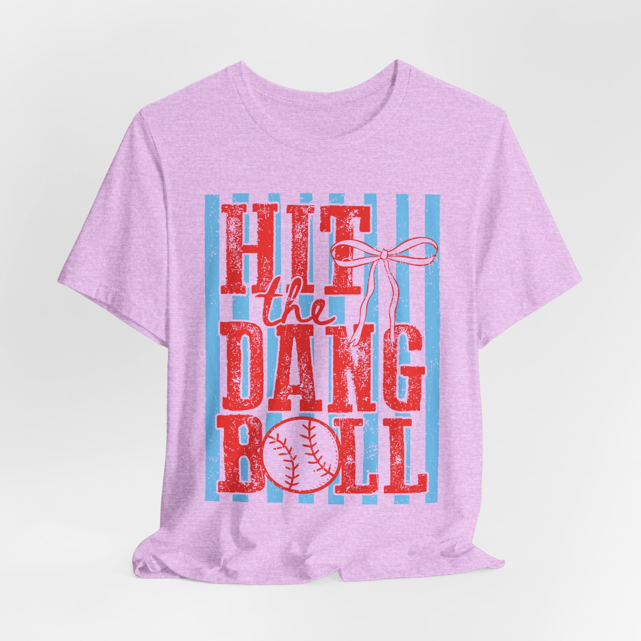 Hit the Dang Ball Baseball T-Shirt — Retro Striped Softball Tee - Bella Canvas