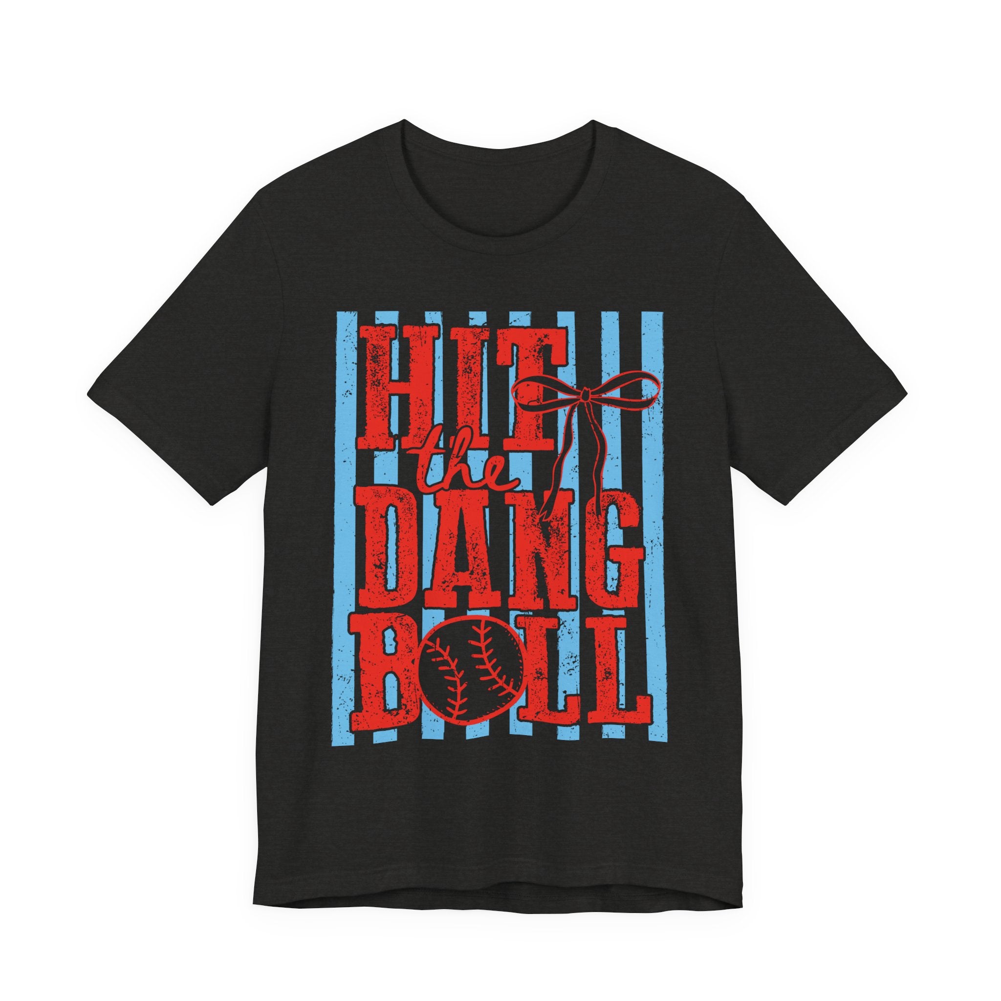 Hit the Dang Ball Baseball T-Shirt — Retro Striped Softball Tee - Bella Canvas