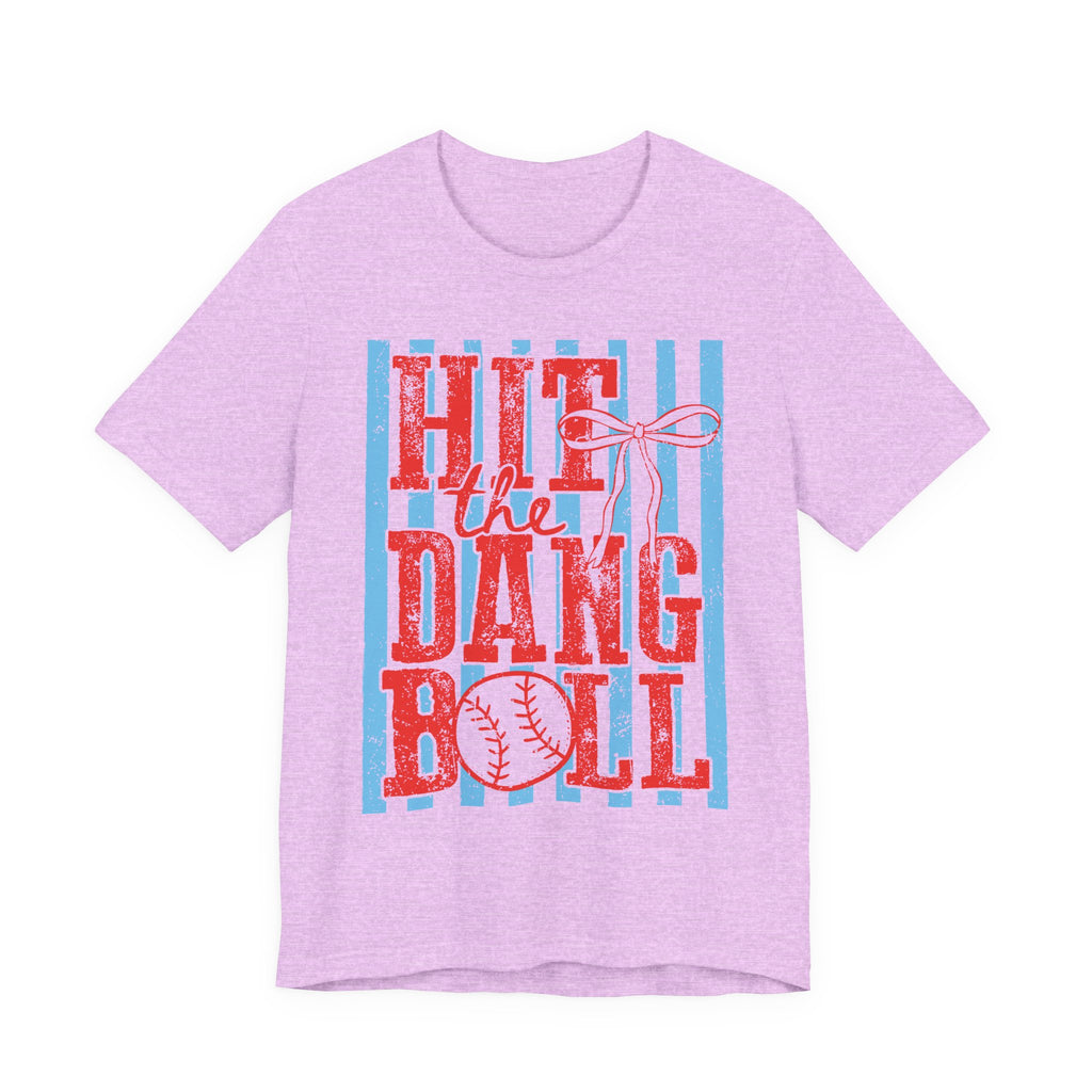 Hit the Dang Ball Baseball T-Shirt — Retro Striped Softball Tee - Bella Canvas