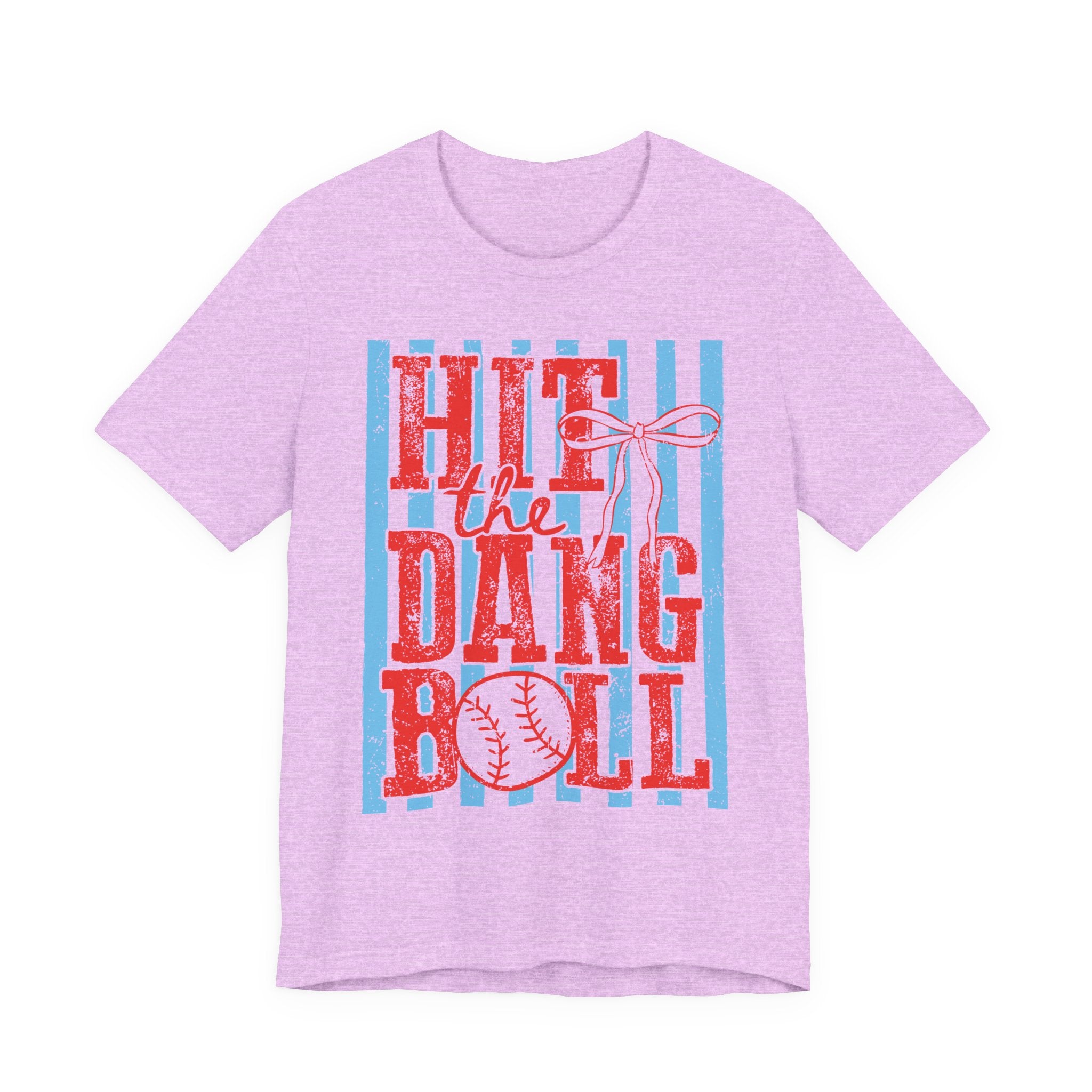 Hit the Dang Ball Baseball T-Shirt — Retro Striped Softball Tee - Bella Canvas