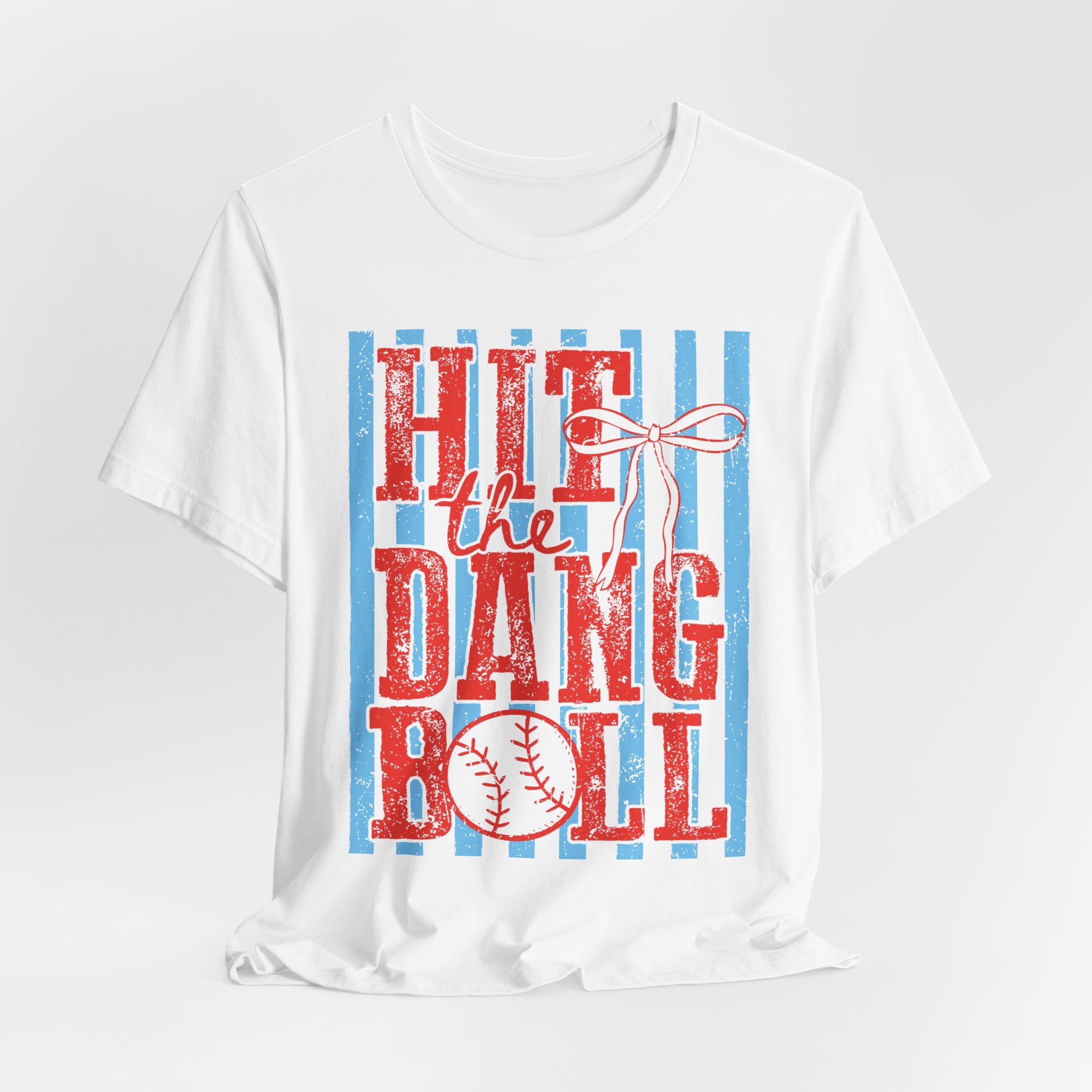 Hit the Dang Ball Baseball T-Shirt — Retro Striped Softball Tee - Bella Canvas