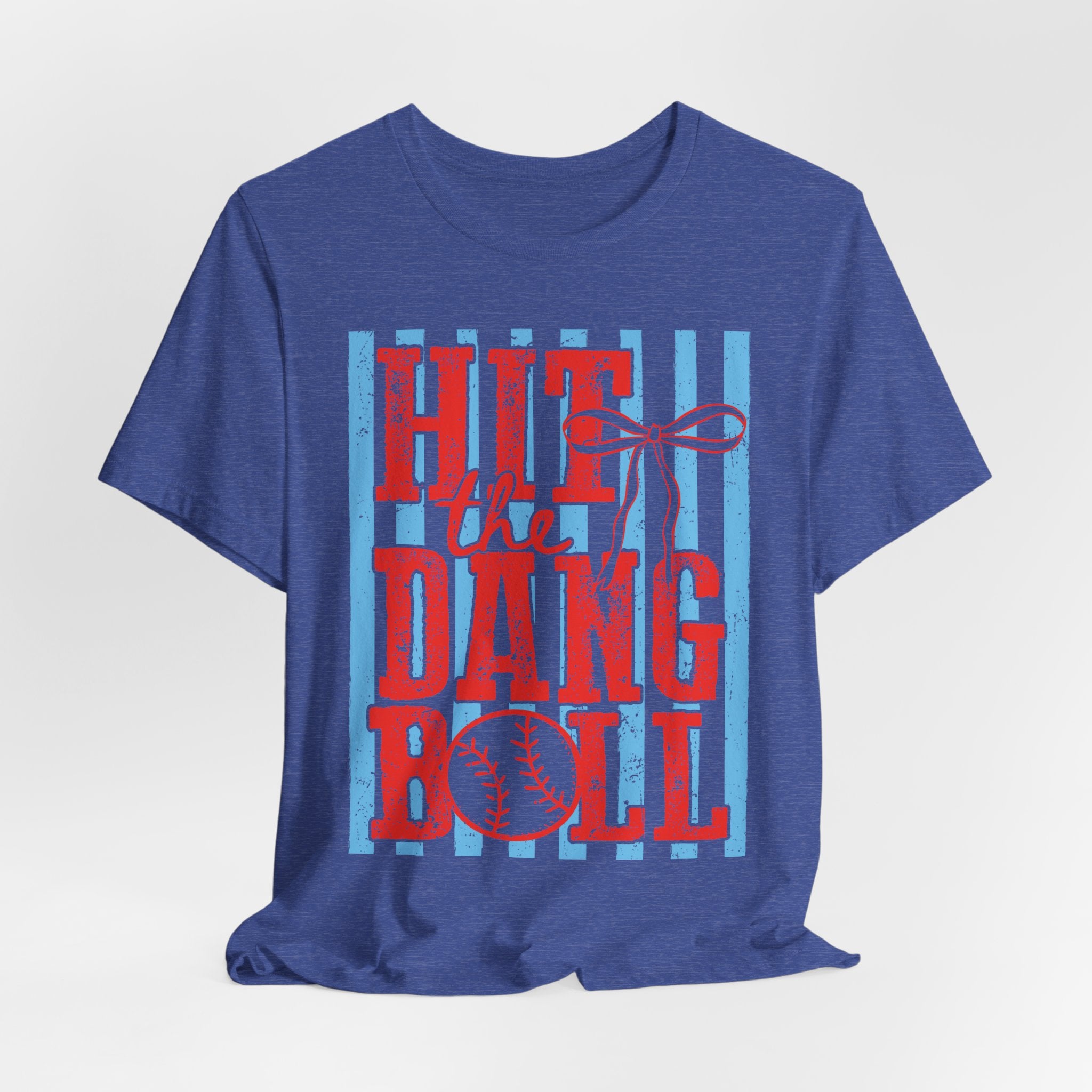 Hit the Dang Ball Baseball T-Shirt — Retro Striped Softball Tee - Bella Canvas