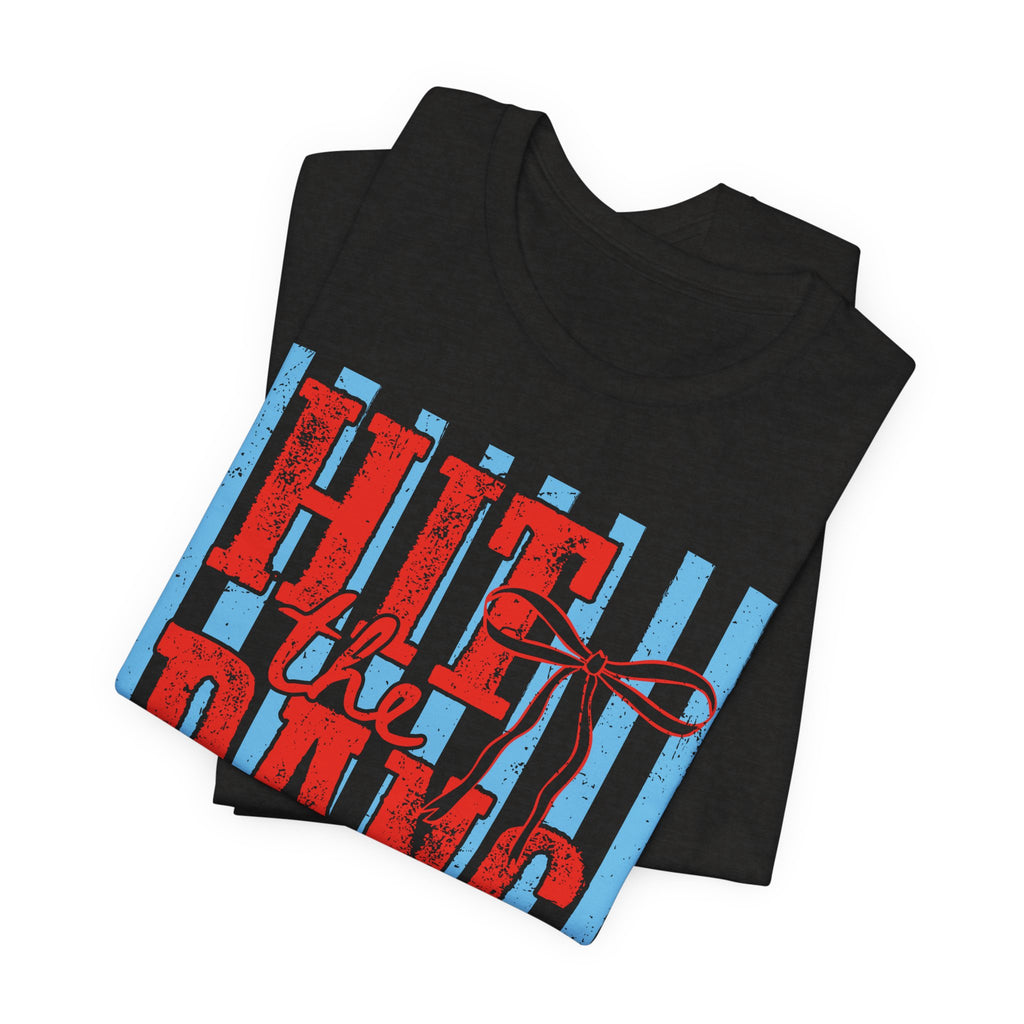Hit the Dang Ball Baseball T-Shirt — Retro Striped Softball Tee - Bella Canvas
