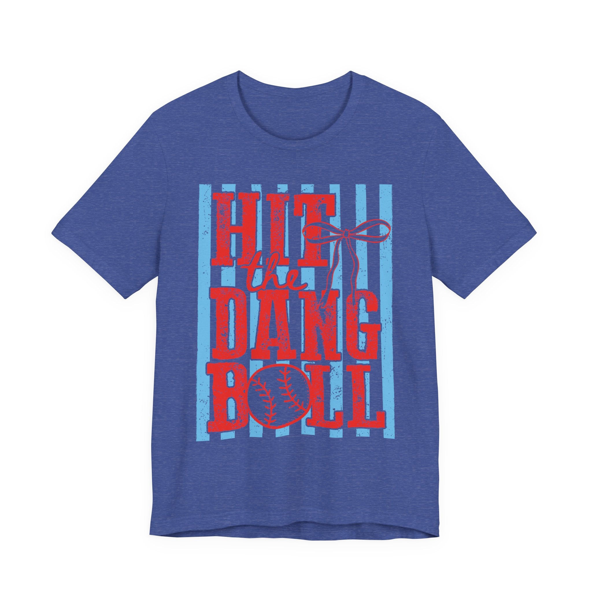 Hit the Dang Ball Baseball T-Shirt — Retro Striped Softball Tee - Bella Canvas