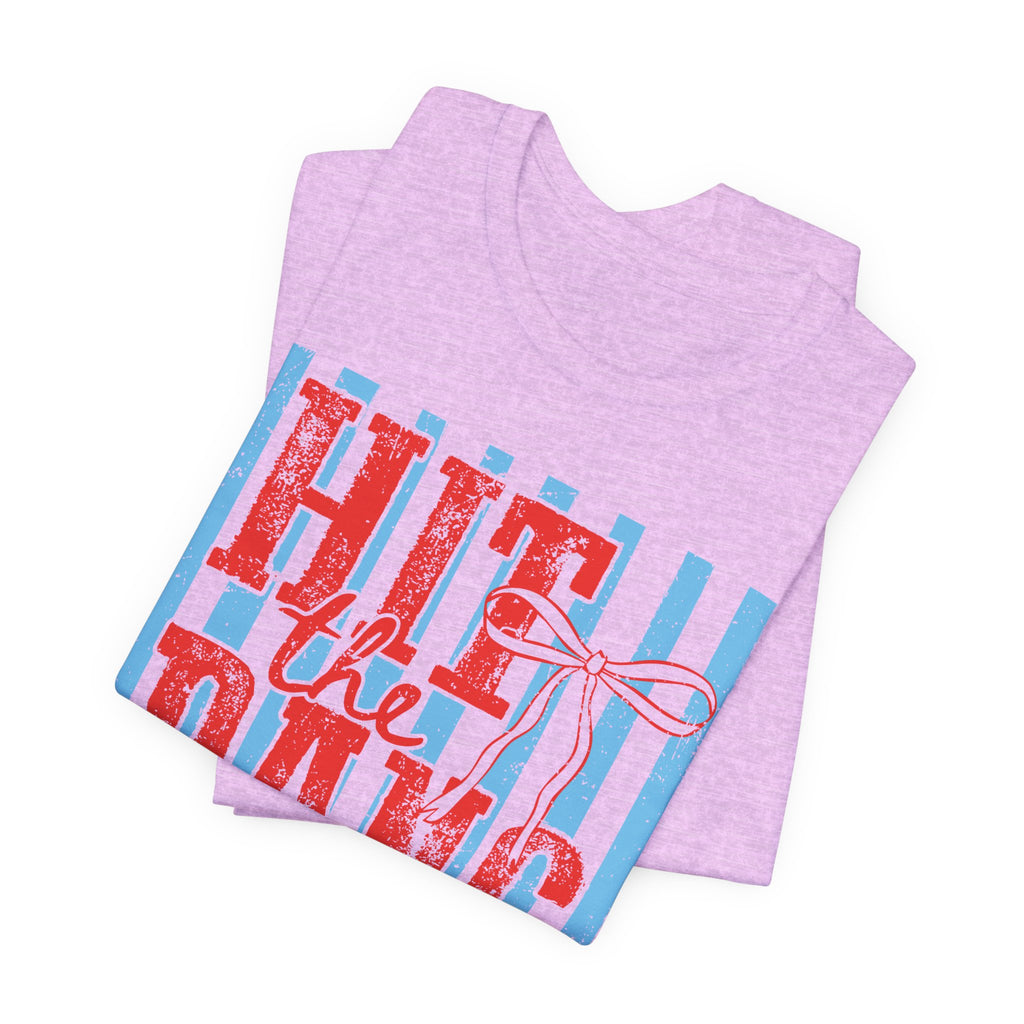 Hit the Dang Ball Baseball T-Shirt — Retro Striped Softball Tee - Bella Canvas