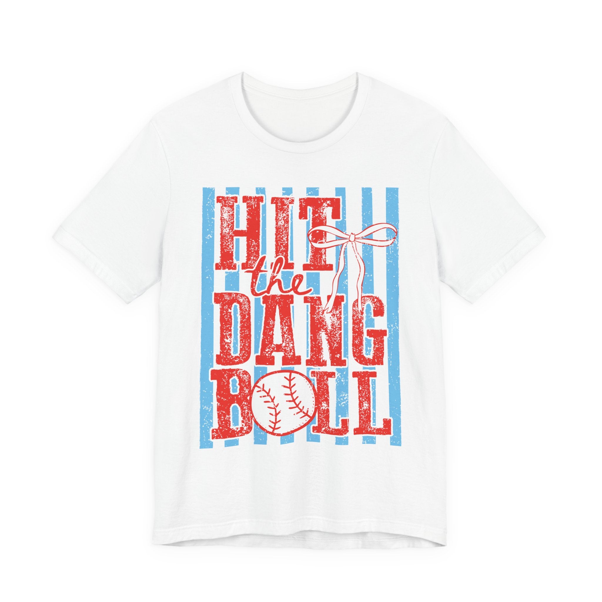 Hit the Dang Ball Baseball T-Shirt — Retro Striped Softball Tee - Bella Canvas