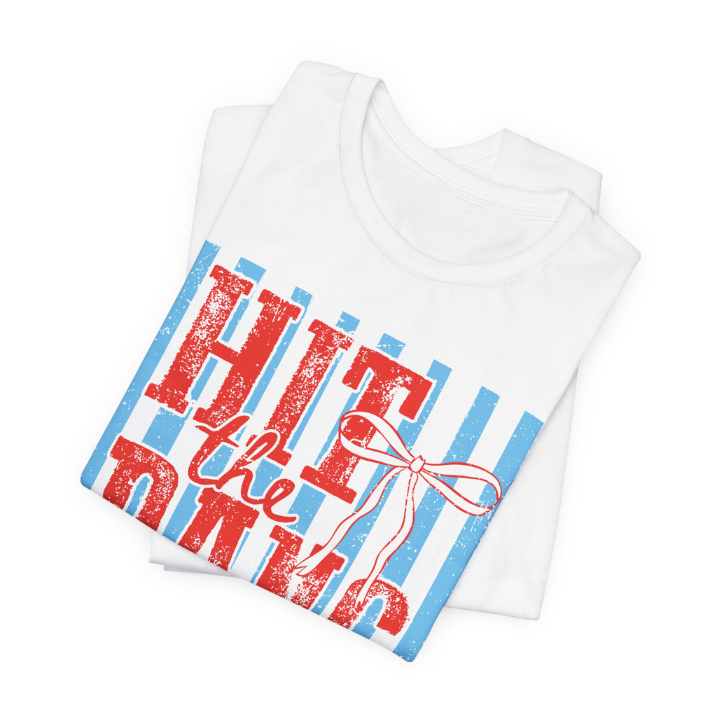 Hit the Dang Ball Baseball T-Shirt — Retro Striped Softball Tee - Bella Canvas